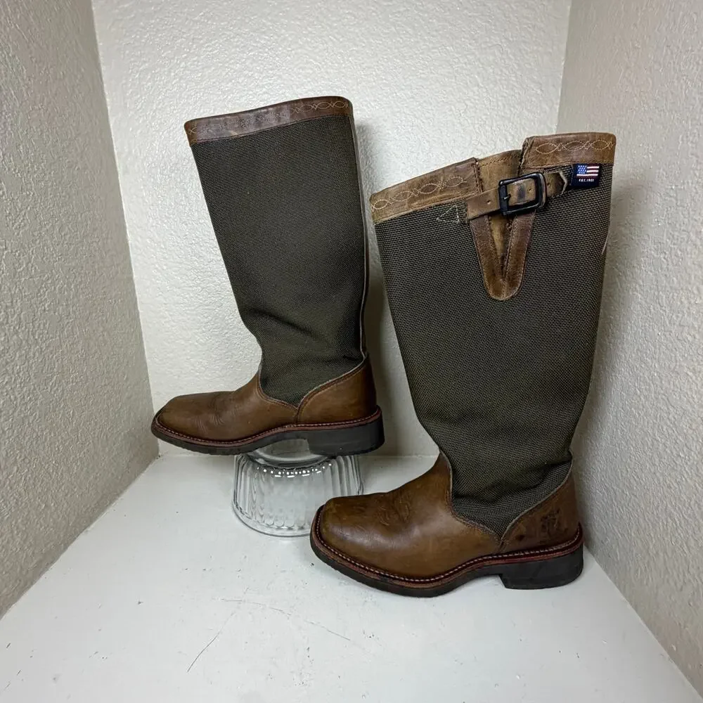 Chippewa Snake Proof Leather Boots Vipercloth Uppers Hand Crafted USA Men Sz 8.5